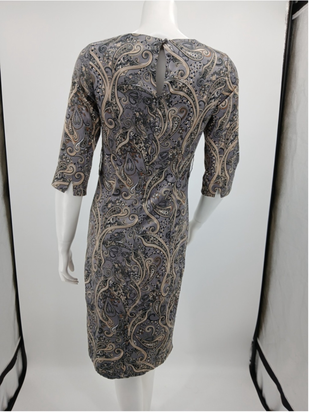 White Label Womens Dress Size 42 Gray Paisley Polyester - Picture 6 of 11